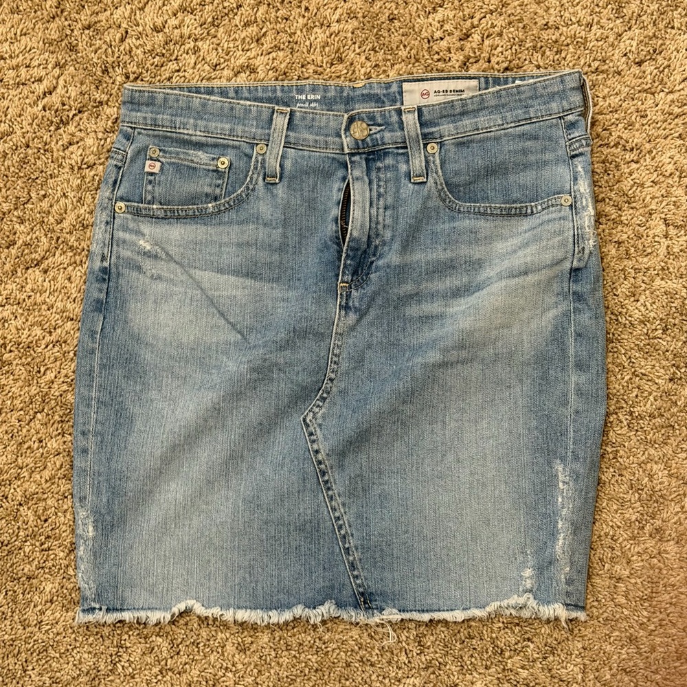 AG Adriano Goldschmied Light Blue Denim Mini Skirt